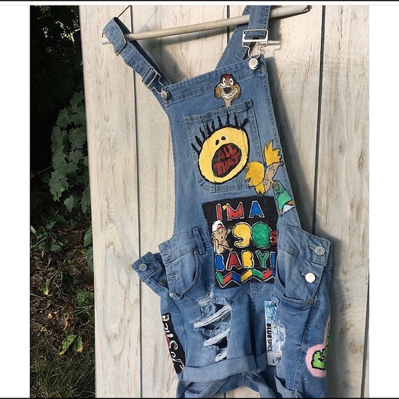 90s baby hand painted overalls - Picture 2 of 2